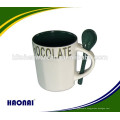 ceramic cups with spoon,coffee mug with spoon